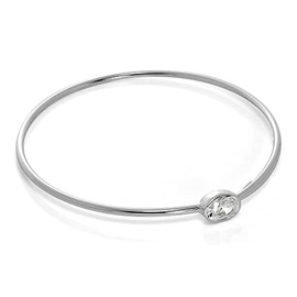jewellerybox Sterling Silver Maiden Bangle with Clear CZ Crystal