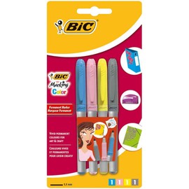 BIC Marking Color Permanent Markers Assorted Blister Pack of 4]