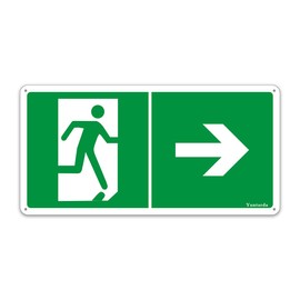 Emergency Exit Sign Aluminium 30 x 15 cm with UV Protection Emergency Exit Sign Arrow Right Escape Road Sign Rettungsweg Sign