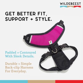 Dog Harness, Puppy Harness, Soft Harness for Dogs, Comfortable Harness, Small Dog Harness with Padding, 4 Point Adjustable - Wildebeest (S - 18~24 inch Girth, Fuchsia)