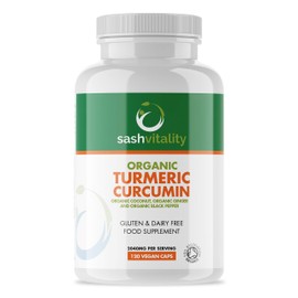 Organic Turmeric High Strength 2040mg Capsules with Black Pepper & Ginger – Advanced Turmeric Curcumin | 120 Vegan Turmeric Capsules | Certified Organic | UK Made Sash Vitality