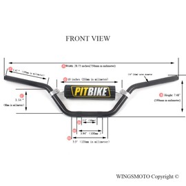 Wingsmoto Compatible with Motorcycle 7/8" 22MM Handlebar Silver Handle Bar + Foam Pad + Red Grips for CRF YZF KXF KLX RMZ DRZ KTM Pit Dirt Bike Motocross