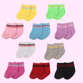 6 Pair Doll Socks Doll Accessory for American 16-22 Inch Baby Doll, 9 Pairs Colorful Striped Socks Sent Randomly 6 Pairs