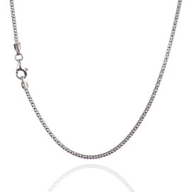 925 Sterling Silver 2.00 mm Diamond-Cut Pop Corn Necklace Chain With Pear Shape Clasp-RHODIUM FINISH