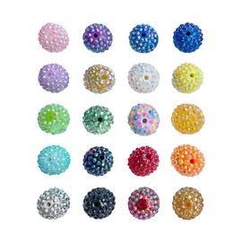 JIHUOO 20 Pcs 20mm Rhinestone Beads for Pens Chunky Bubblegum Beads Beaded Pen Beads Sparkle Ball Beads Diamond Focal Beads Large Bling Craft Beads for Jewelry Making Keychain