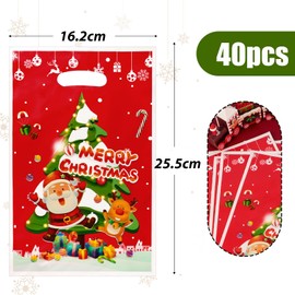 40 pcs Christmas Treat Candy Gift Bags Merry Christmas Party Bags Xmas Gift Bags Christmas Sweet Bags with Handle for Christmas Xmas Party Supplies