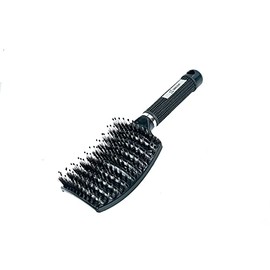 Zabolight Premium Vent Boar Bristle Hair Brush Vented Detangling Oversize Hair Brush for Thick Long Curly Hair, Curved Fast Blow Drying Brush for Women & Men (Black)