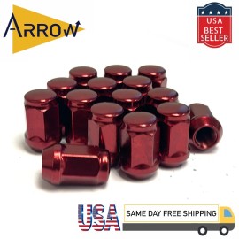 ARROW 20x 1.4" Tall Red 1/2-20 Bulge Acorn Lug Nuts 3/4" Hex| Dodge GMC Jaguar&Jeep
