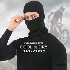 Trifong Full Face Mask, Covered Mask, Face Cover, Cooling Sensation, Breathable, Balaclava, For Bikes, Anti-Bleach, Sweat Absorbent, Quick Drying, For Summer, Balaclava, UV Reduction, Black