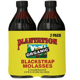 Plantation Organic Blackstrap Molasses 15 oz (Pack of 2) – USDA Organic Unsulphured Blackstrap Molasses, Natural Sweetener for Baking, Cooking & Beverages
