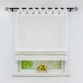 Joyswahl Mila Roman Blind, Semi-Transparent, Monochrome, Bands Roller Blind with Loops Window Curtains, Pack of 1, Polyester, White, BxH 60x140cm