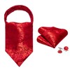 YOHOWA Ascot Tie Cravat Floral Red Scarf Self Ties Pocket