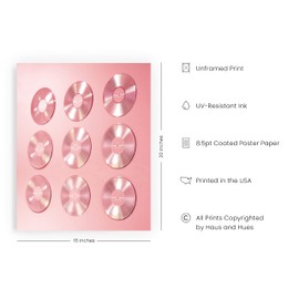 HAUS AND HUES Records for Wall Aesthetic Pink CDs - Poster for Room Aesthetic 90s Blush Pink Room Decor VSCO Posters for College Dorms (Unframed, 16x20)