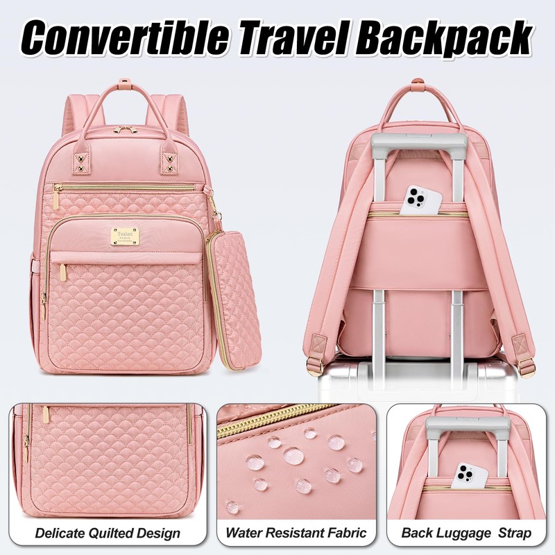 Tealari Laptop Backpack for Women,15.6 Inch Laptop Backpack for Work,Water
