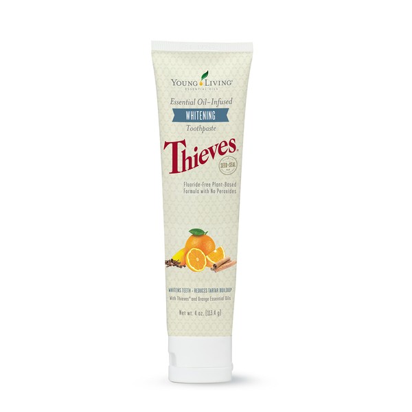 Young Living Thieves Whitening Toothpaste - Natural Oral Care for a Bright Smile - Fluoride-Free Formula - 4 oz Tube - Certified Ingredients for Fresh and Healthy Teeth