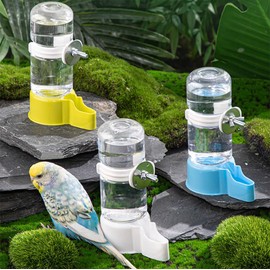 Pet Bird Automatic Water Feeder, 4.73 Fl Oz Parrot Water Dispenser, Bird Cage Suspended Automatic Water Dispenser for Parakeet Budgie Lovebirds Canary Cockatiel (Blue)