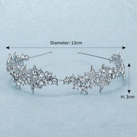 Zoestar Star Crown Headband Bridal Wedding Headpiece Glitter Crystal Tiara Crowns Bridal Hair Accessories for Women and Girls