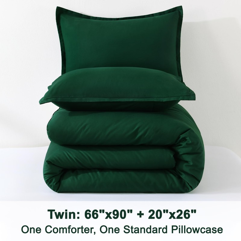 Litanika Dark Emerald Green Twin/Twin XL Comforter Set, 2 Pieces