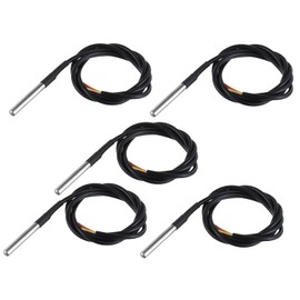 A-DIGISHUO 5pcs DS18B20 Temperature Sensor Temperature Probe Stainless Steel Package Waterproof 1M (5Pcs 1 Meter Kit)