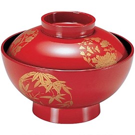 椀 : 3-229-7 朱四君子 4寸 仙才椀 φ12xH9ｃｍ 330ｃｃ 140ｇ