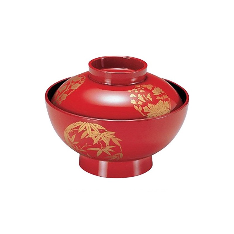 椀 : 3-229-7 朱四君子 4寸 仙才椀 φ12xH9ｃｍ 330ｃｃ 140ｇ