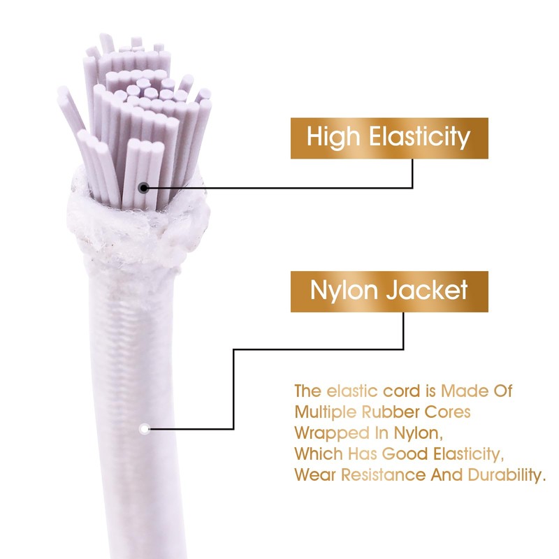 Bungee Cord White 5mm X 12M, Heavy Duty Elastic Shock