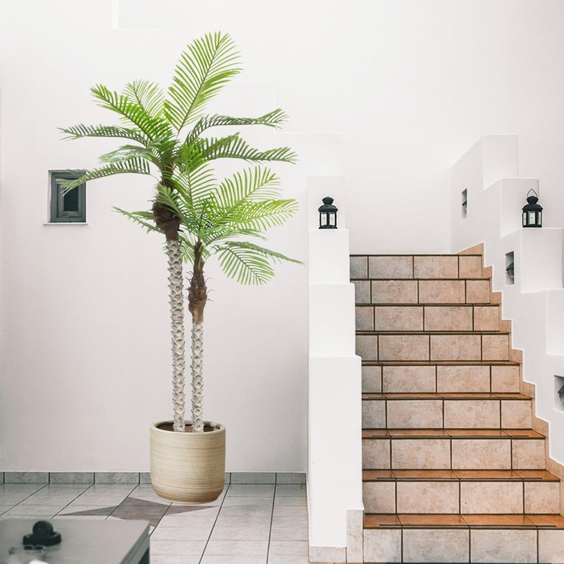 Haispring 8FT Artificial Palm Tree with Realistic Bark & Leaves,