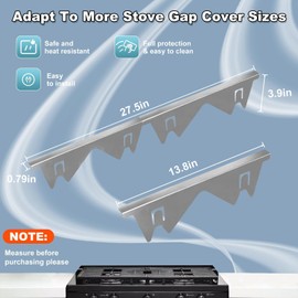 GLOMAXLY Stove Gap Covers Silver 2 Pack, Adjustable Retractable Stove Gap Filler 13.8" to 27.5" Length, Stainless Steel Range Trim Kit for Kitchen Stove Top & Counter Gap Protection