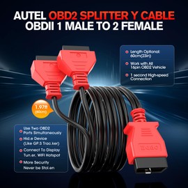 Autel Original OBD2 Splitter 16 Pin OBD II Splitter Extension, 1X Male to 2X Female Extension Cable Adapter, OBDII Extension Cord (2FT/ 60CM)