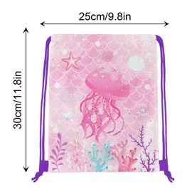 12 Pcs Mermaid Drawstring Bag Ocean Theme Backpack Organizer Great for Travel, Fitness and Daily Use, 3 Design