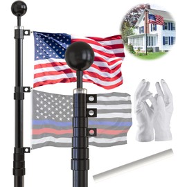 SCWN Flag Pole for Outside in Ground-20FT Telescoping Extra Thick Heavy Duty FlagPole for Yard,with 3x5 American Flag,Telescopic Adjustable Outdoor Flag Poles,for Commercial or Residential(Black)