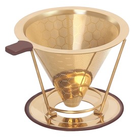 Pour Over Coffee Dripper, Stainless Steel Coffee Filter Reusable Pour Over Coffee Filter Cone Coffee Dripper