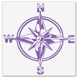 Compass Tribal Rose Nautical Star Vinyl Decal Sticker (CS-01) (Lavender, 8 inches x 8 inches)