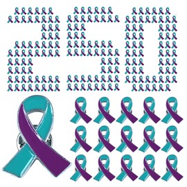 Suicide Prevention Awareness Ribbon Pin 25 50 120 250pcs Purple & Teal Lapel Pins (250)