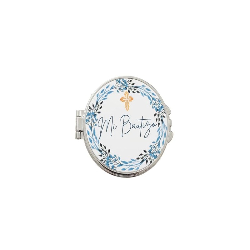 30 Pz. Recuerdo Bautizo Espejo Listo para Entregar (Circulo Azul)