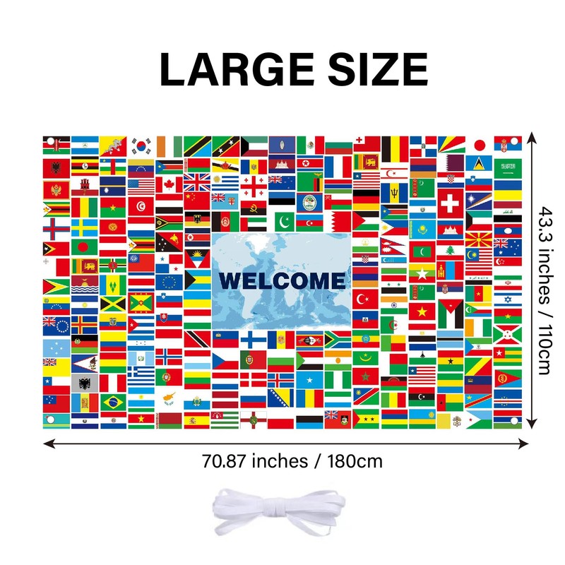 World Flags Banner Decorations - 230 Country Flags, Olympic Party