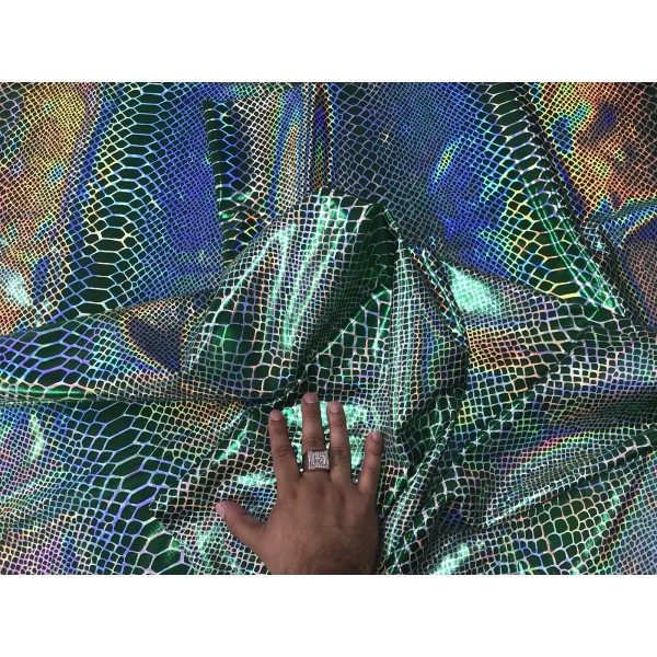 NEW CREATIONS FABRIC AND FOAM INC GREEN IRIDESCENT DRAGON SCALES