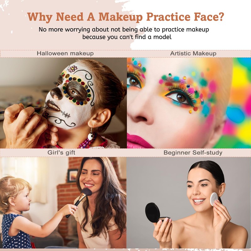 Banugo Makeup Practice Face Board, Silicone Makeup Mannequin Head for