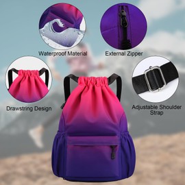 Tomtary Drawstring Gym Bag, Printed Drawstring Backpack Bags, Waterproof Drawstring Fitness Bag String Swimming Sports Bag for School Sports Shopping Yoga Travel