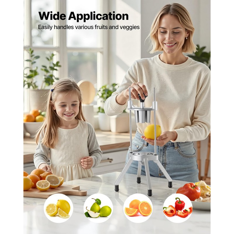 VEVOR 4-Section Commercial Easy Wedger Stainless Steel Blade Fruit Lime