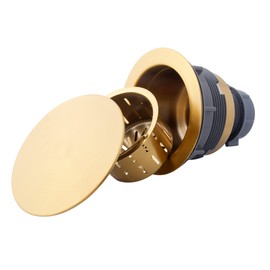 Lonsince Kitchen Sink Drain Assembly,Gold Sink Strainer Opening 3 1/2",Gold Kitchen Sink Drain with Removable Basket