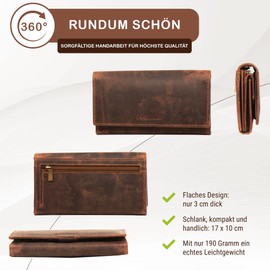 STILORD 'Marquesa' Wallet for Women Leather RFID Protection NFC Pocket Ladies Purse Vintage Large Gift Box Genuine Leather, Aneto Brown, coin purse