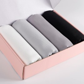 Febfim 4PCS Premium Dubai Muslim Women Chiffon Crinkle Hijab Scarf Plain Chiffon Bubble Hijab Wrap Shawl, Multicolor B, 175*70cm