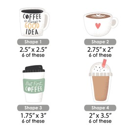 Big Dot of Happiness But First, Coffee - DIY Shaped Cafe Themed Party Cut-Outs - 24 Count