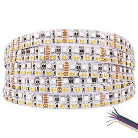 Brightest RGB+CCT Flexible led Strip Lights 270LEDs/Meter 5050 RGB + 2835 Warm White Daylight White Double Row Super Bright RGBWW Non-Waterproof Flexible LED Tape Light(DC24V 5meter/16.4ft)