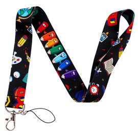 BKBKAAK Stationery Lanyards for ID Badges Holder, School Theme Vertical Card Holder with Retractable Badge Clip and Neck Lanyard, Cute Keychain Lanyards for Kids, Student, Teacher