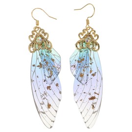 Generic 1 Pair Butterfly Wing Drop Earrings Butterfly Dangle Earrings Wing Earrings Long Fairy Butterfly Earrings for Women Girls Teens Jewelry (Foil Blue)