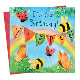 Twizler Happy Birthday Card for Her or for Him with Rainbow Garden - Female Birthday Card for Women - Male Birthday Card for Men - Cute Birthday Card - Childrens Birthday Card