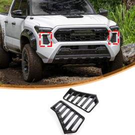 Daeiclru Front Bumper Side Headlight Grille Cover Compatible with Toyota Tacoma 2024 2025, Front Headlights Grille Vent Cover Air Vent Trim Accessories (Glossy Black)