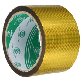 uxcell Washi Prism Tape 2.4 Inch x 55 Yards Holographic Metalized Reflective Tape for Holiday Packaging and Decoration, DIY and Art Craft (Gold Tone)